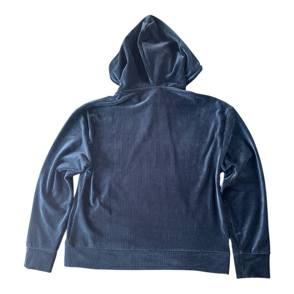 Women’s Deep Teal Blue Hoodie. Stretchy Ribbed Velvet. Flawless. Snug Size S. - Picture 2 of 5